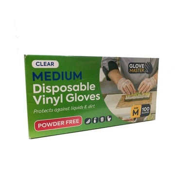 Glove Master Disposable Vinyl Gloves Powder Free 100 pack